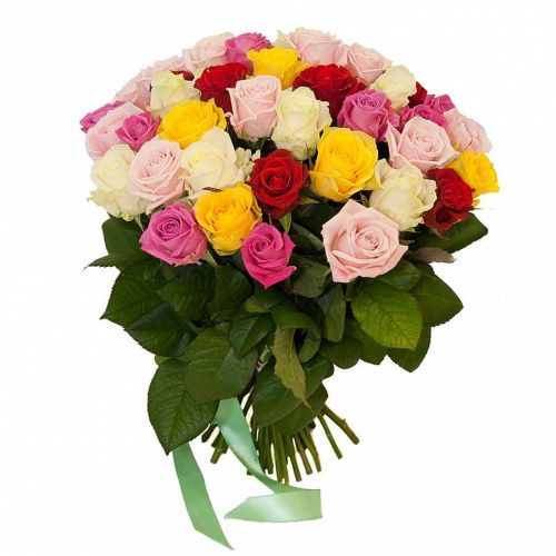 Заказать с доставкой букет из 45-ти разноцветных роз по  Геленджику